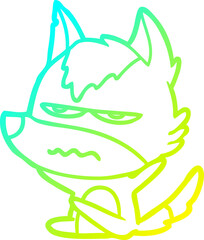 cold gradient line drawing cartoon annoyed wolf