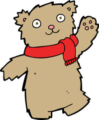 cartoon teddy bear wearing scarf
