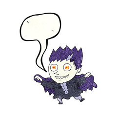 speech bubble textured cartoon vampire
