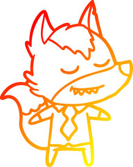 warm gradient line drawing friendly cartoon boss wolf