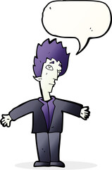 cartoon vampire man with speech bubble