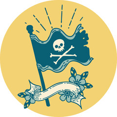 icon of tattoo style waving pirate flag
