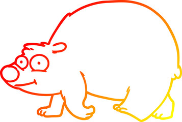warm gradient line drawing cartoon walking bear