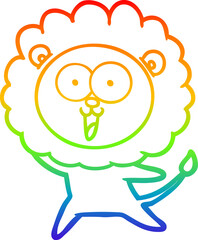 rainbow gradient line drawing happy cartoon lion