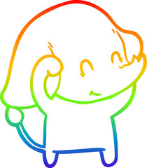 rainbow gradient line drawing cute cartoon elephant