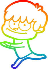rainbow gradient line drawing happy cartoon man