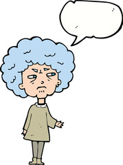 cartoon old lady with speech bubble