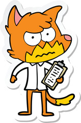 sticker of a cartoon annoyed fox