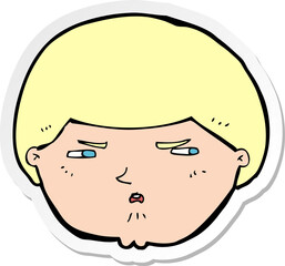 sticker of a cartoon annoyed man