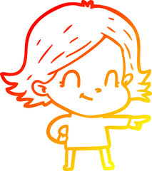 warm gradient line drawing cartoon friendly girl