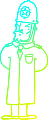 cold gradient line drawing cartoon policeman