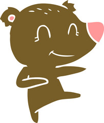 smiling dancing bear flat color style cartoon