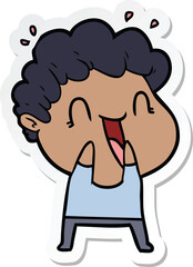 sticker of a cartoon happy man