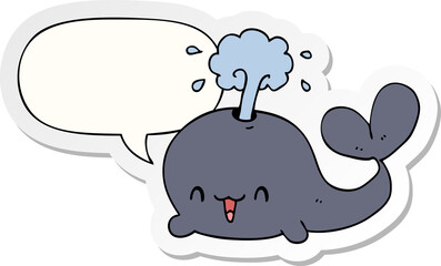 cartoon whale and speech bubble sticker