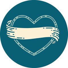 tattoo style icon of a heart and banner
