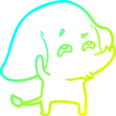 cold gradient line drawing cartoon elephant remembering