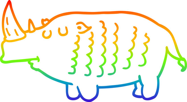 recommend clip art: rainbow gradient line drawing cartoon rhinoceros