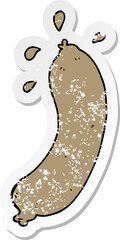 distressed sticker of a cartoon sausage
