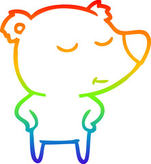 rainbow gradient line drawing happy cartoon bear