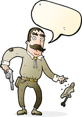 cartoon wild west cowboy with speech bubble