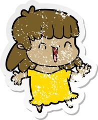 distressed sticker of a cartoon woman