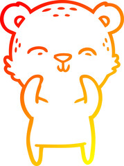 warm gradient line drawing happy cartoon bear