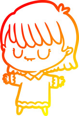 warm gradient line drawing cartoon woman