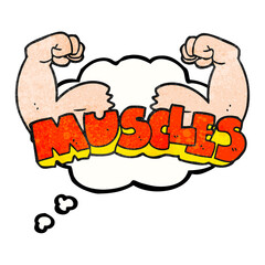 thought bubble textured cartoon muscles symbol