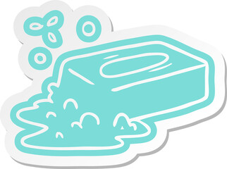 cartoon sticker of a bubbled soap