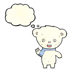 cartoon cute polar bear with thought bubble
