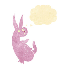 cue cartoon rabbit with thought bubble