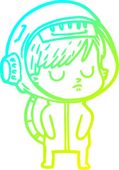 cold gradient line drawing cartoon astronaut woman