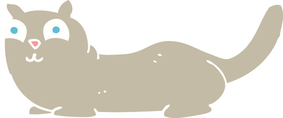 flat color illustration of a cartoon cat