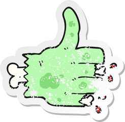 retro distressed sticker of a cartoon zombie hand