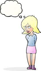 cartoon annoyed woman with thought bubble