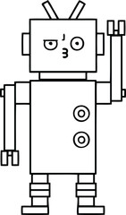 line drawing cartoon robot