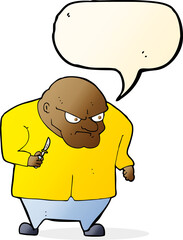 cartoon evil man with speech bubble