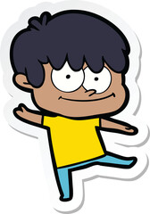 sticker of a happy cartoon man