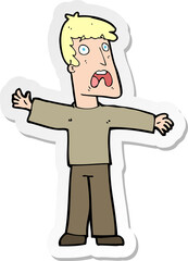 sticker of a cartoon frightened man