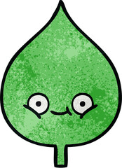 retro grunge texture cartoon expressional leaf