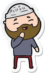 sticker of a cartoon happy bearded man