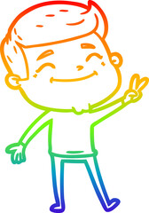 rainbow gradient line drawing happy cartoon man