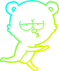 cold gradient line drawing bored bear cartoon
