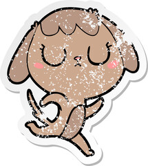 distressed sticker of a cute cartoon dog