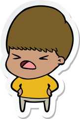 sticker of a cartoon stressed man