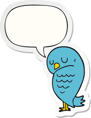 cartoon bird and speech bubble sticker