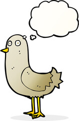 cartoon bird with thought bubble