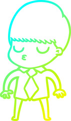 cold gradient line drawing cartoon calm boy