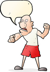 cartoon violent man with speech bubble