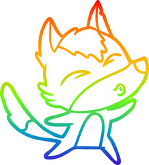 rainbow gradient line drawing cartoon wolf howling